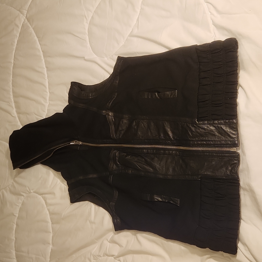 BEBE kardashians  hooded calf leather vests size large for women